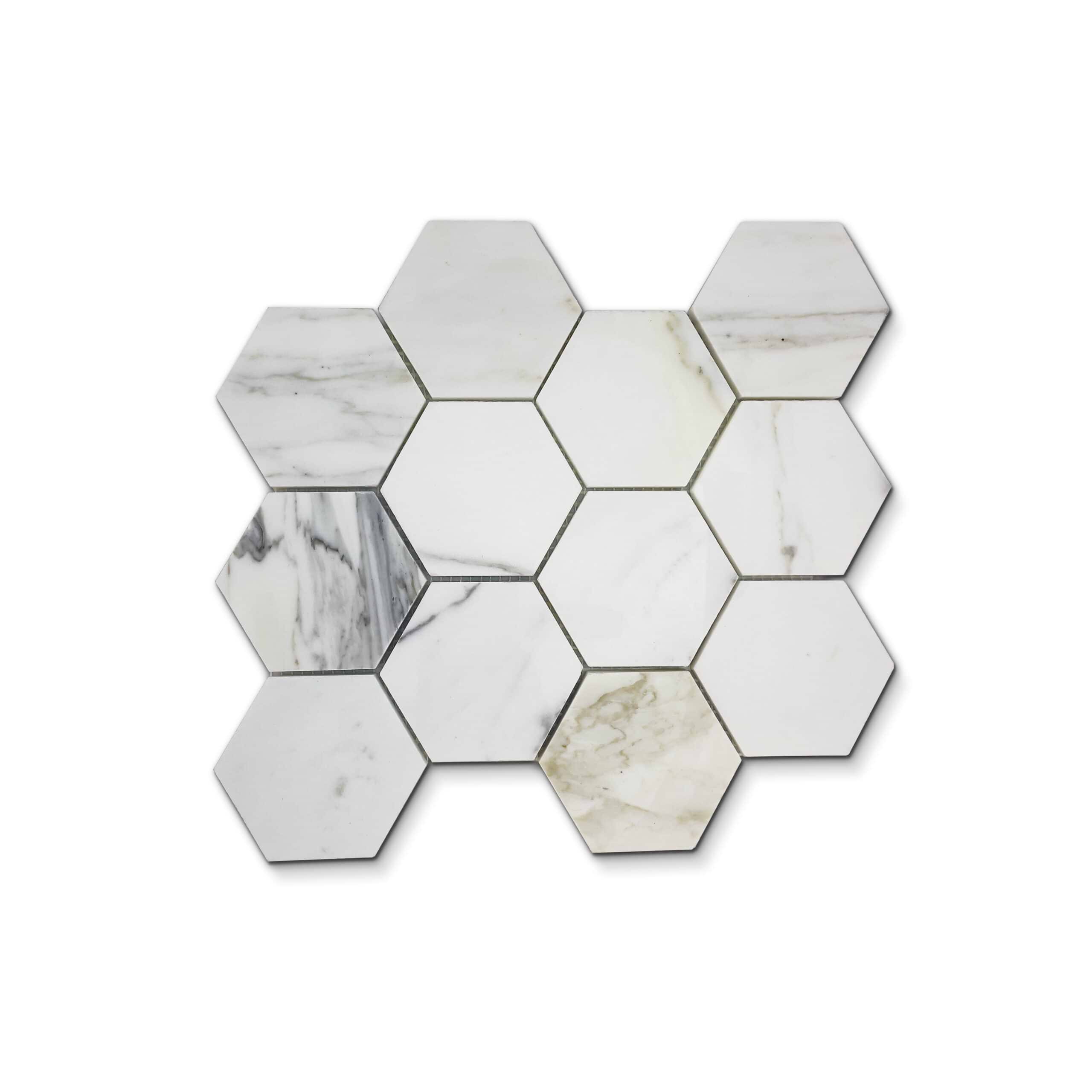Calacatta Gold Hexagon 3x3 Polished Mosaic