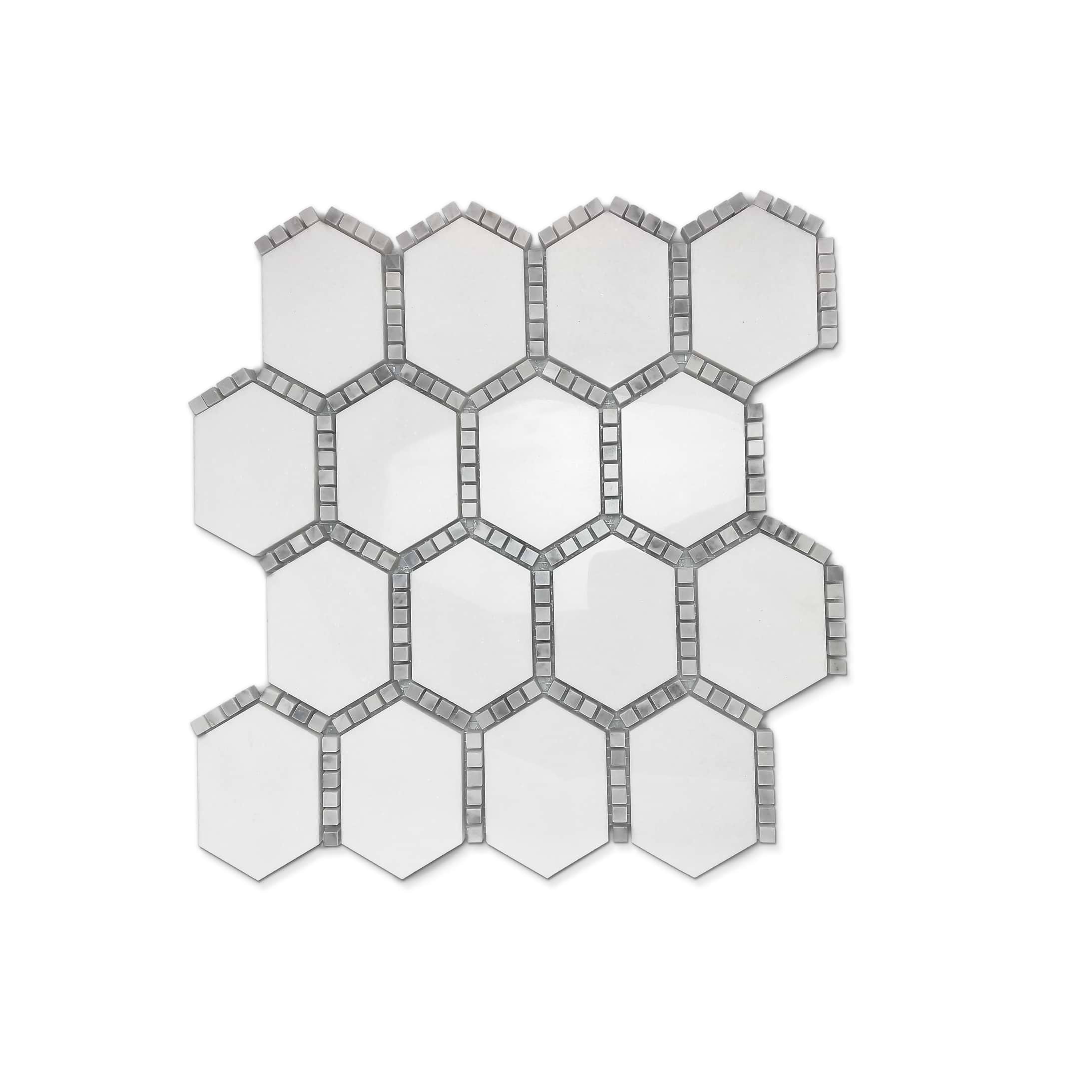 White Thassos & Carrara Hexagon Polished Mosaic