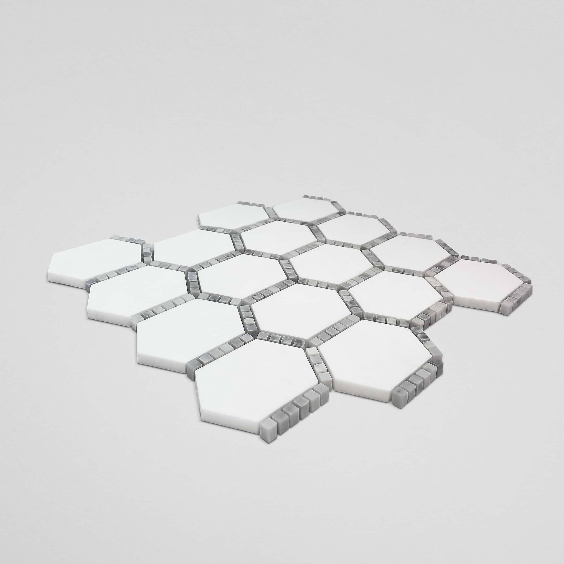 White Thassos & Carrara Hexagon Polished Mosaic - Image 2