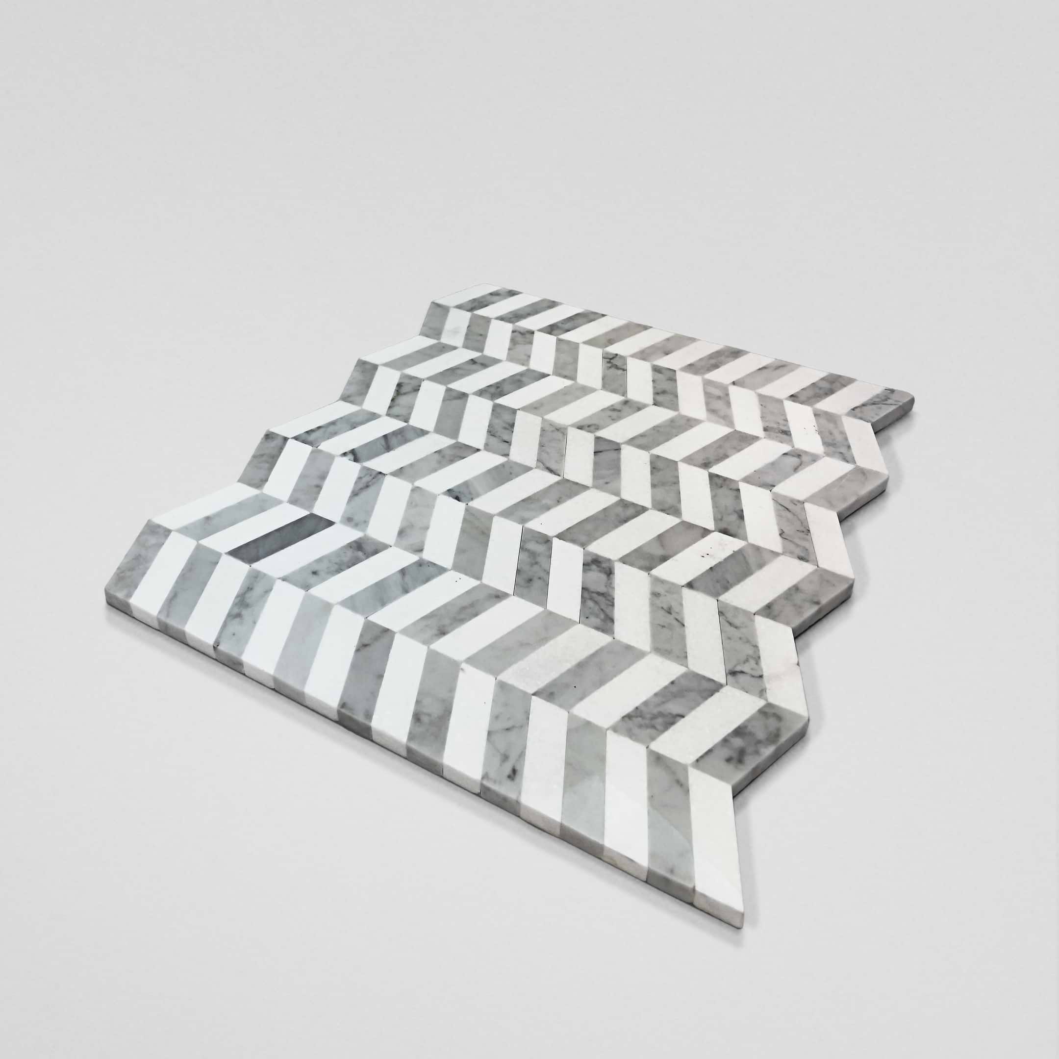 White Thassos & Carrara Chevron Polished Mosaic - Image 2