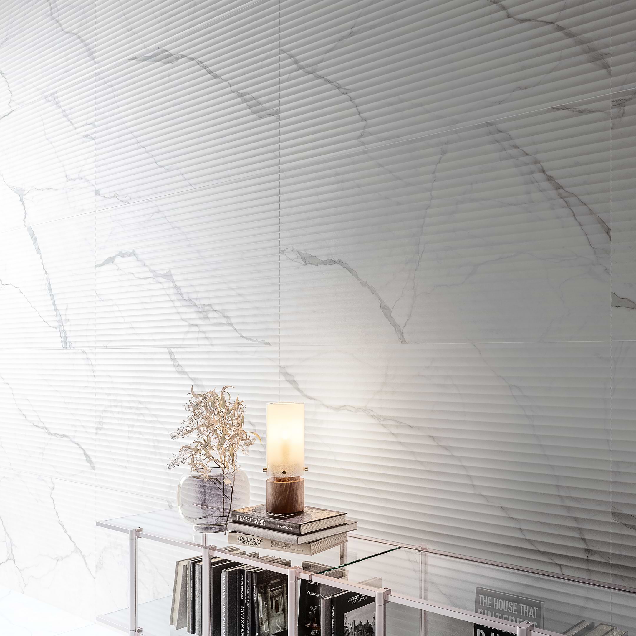 Prestigio Statuario Apuano Deco 24x48 Matte Porcelain Tile - Image 2