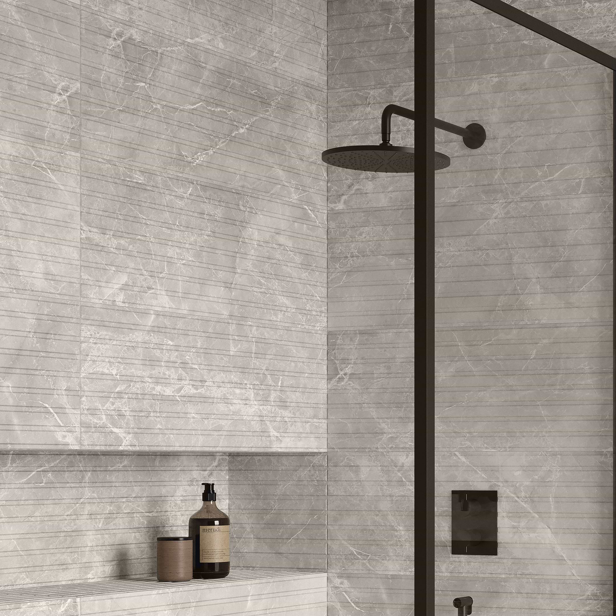 Qamar Smoke Deco 13x36 Matte Ceramic Tile - Image 2