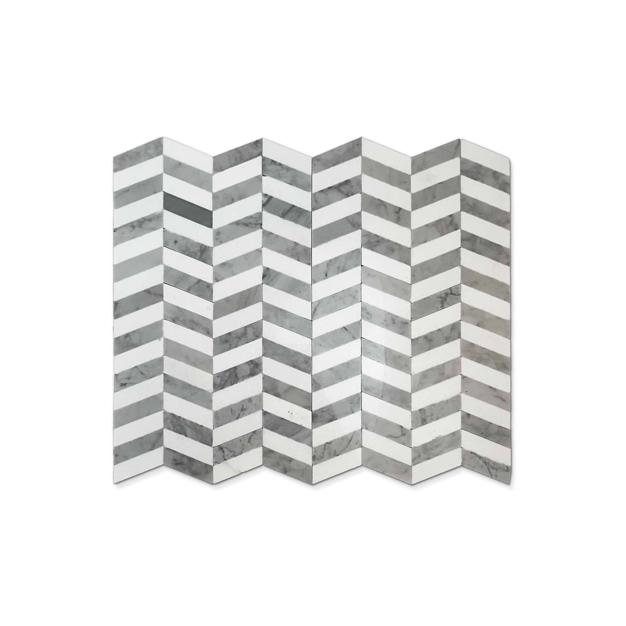 White Thassos & Carrara Chevron Polished Mosaic