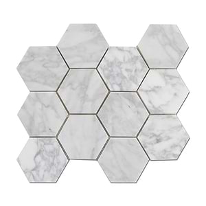 Carrara Mosaic Hexagon 3x3 Honed Marble