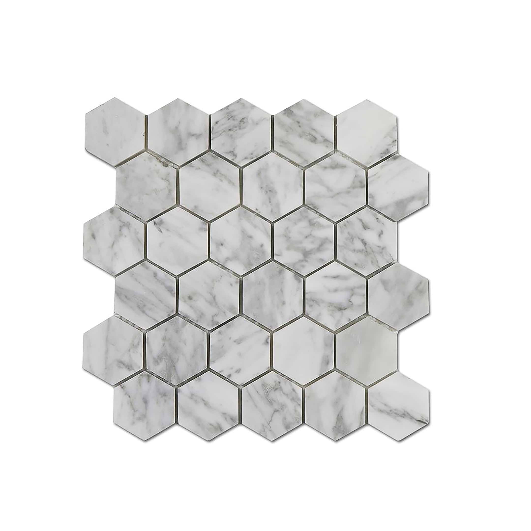 Carrara Mosaic Hexagon 2x2 Polished Marble