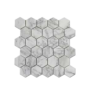 Carrara Mosaic Hexagon 2x2 Polished Marble