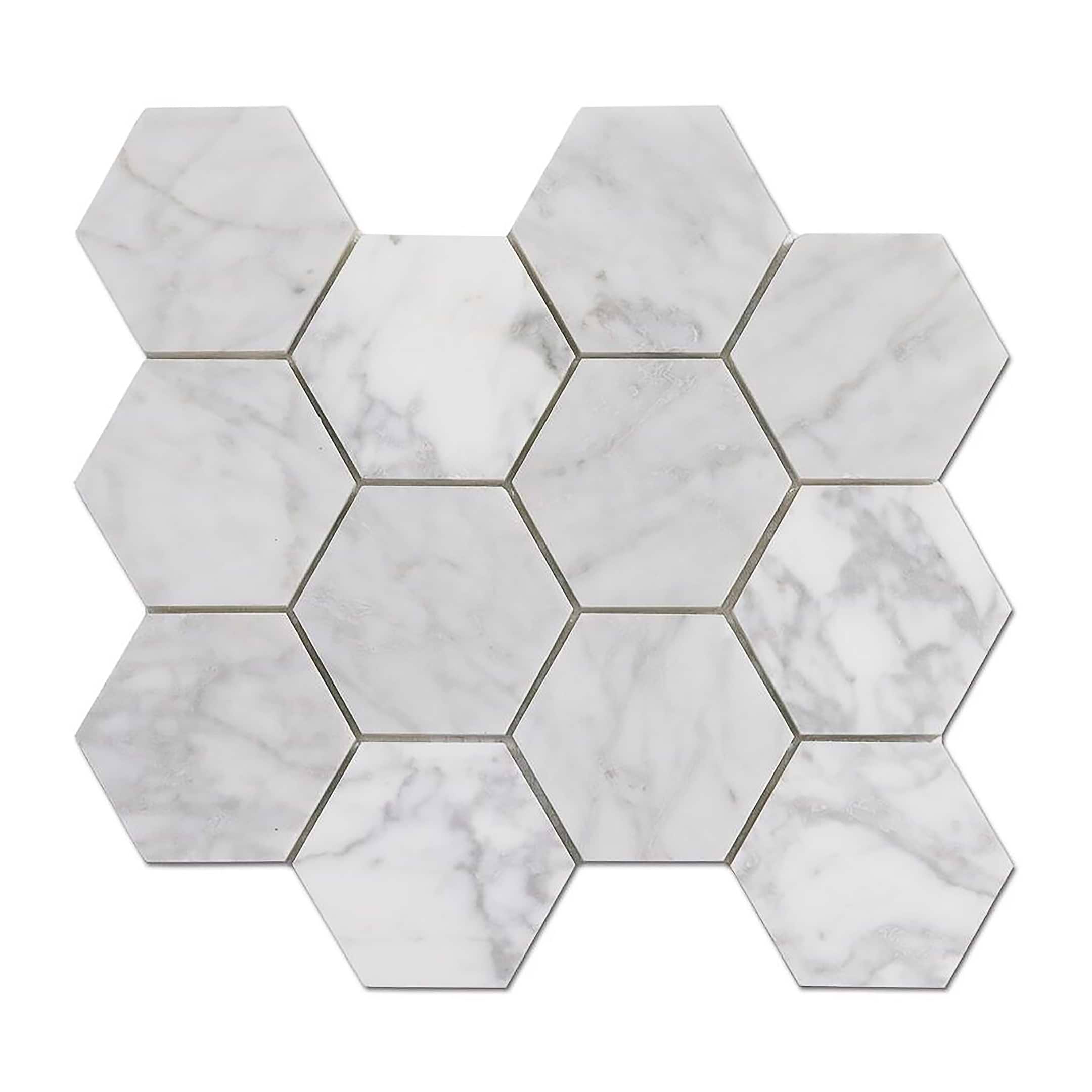 Carrara Mosaic Hexagon 3x3 Polished Marble