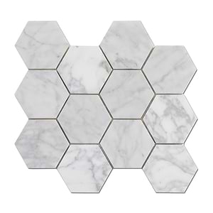 Carrara Mosaic Hexagon 3x3 Polished Marble