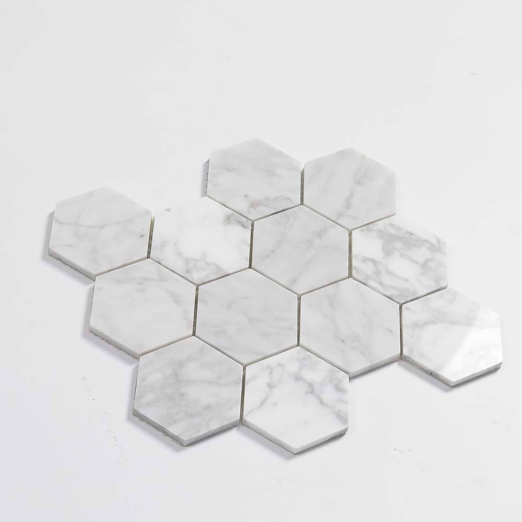 Carrara Mosaic Hexagon 3x3 Polished Marble - Image 3