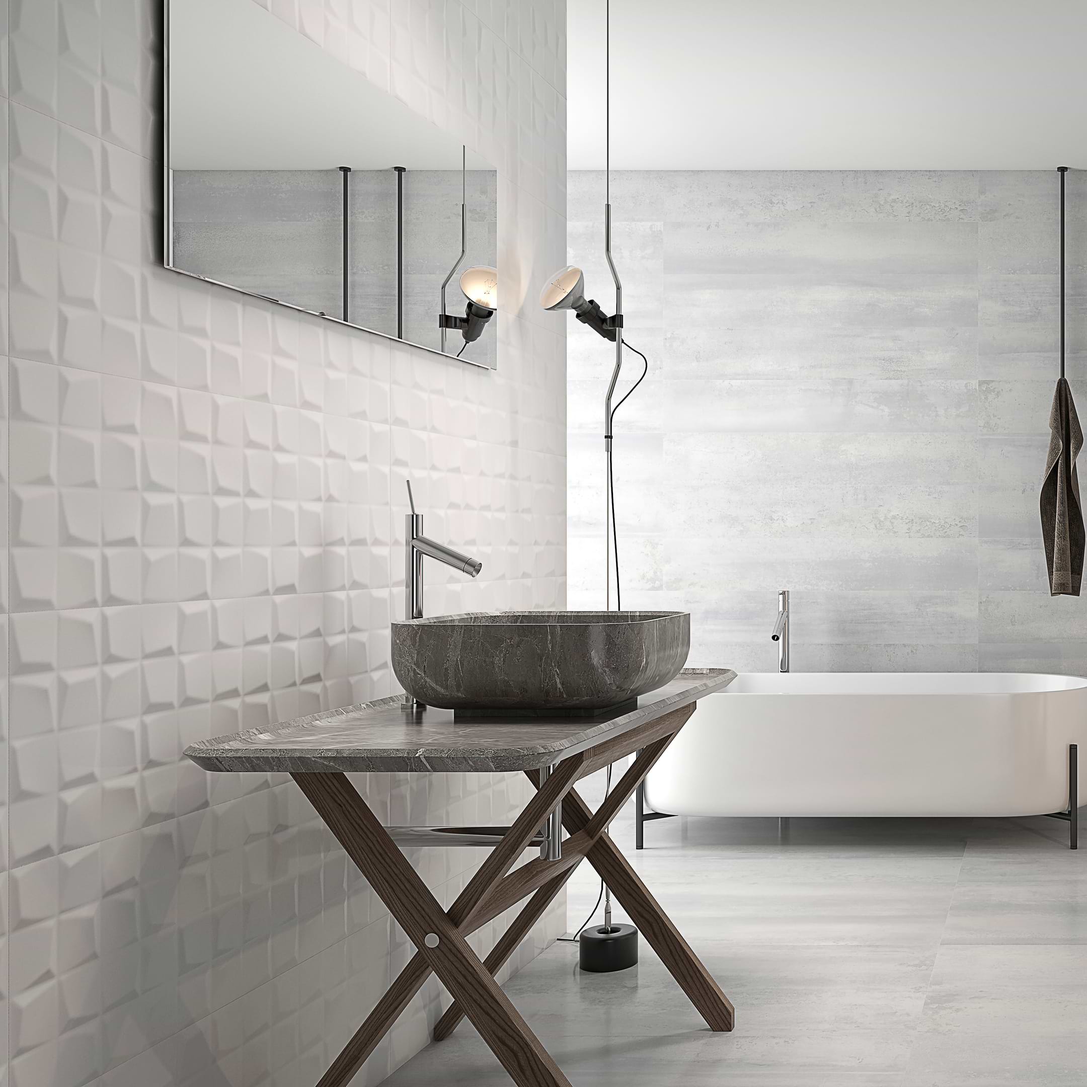 Relieve Blanco 12x36 Matte Ceramic Tile - Image 2