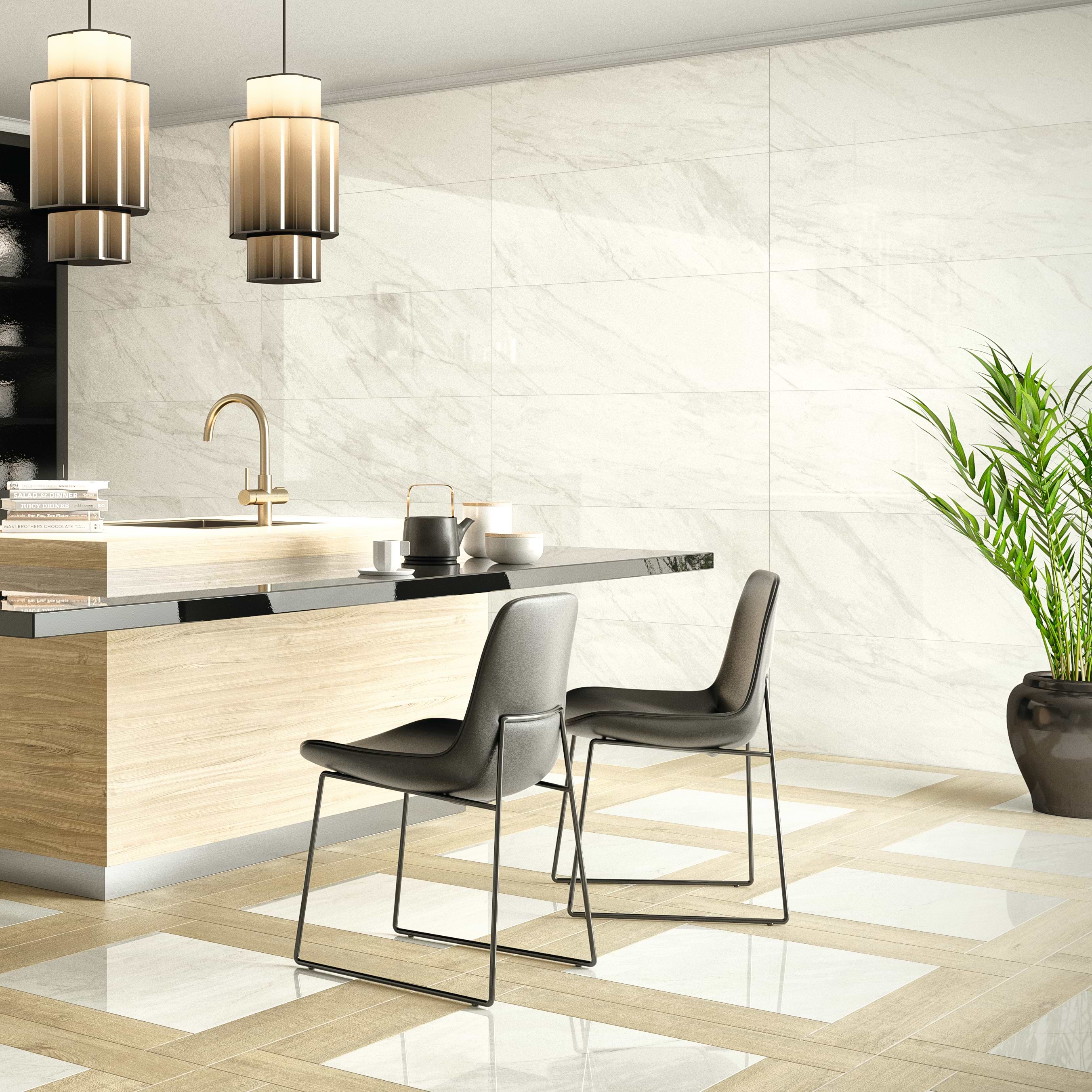 Love Marble White 14x40 Shine Ceramic Tile - Image 2
