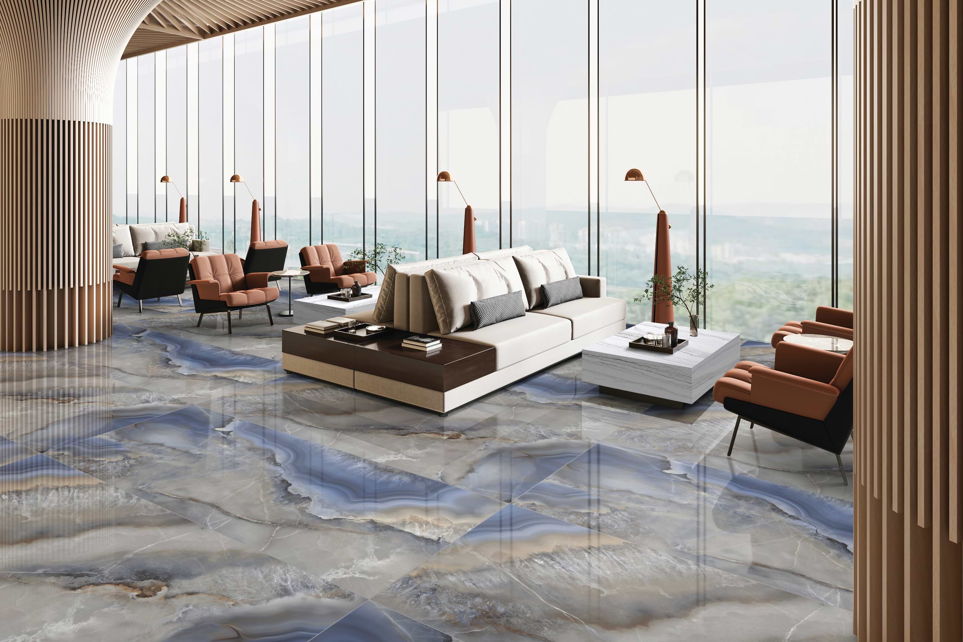 Botanic Blue 64x128 Polished Porcelain Slab - Image 2
