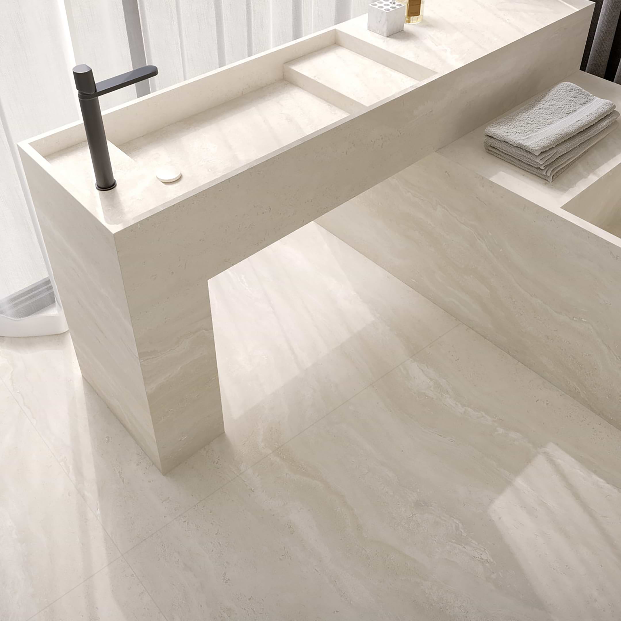 Authentic Pearl Travertine 48x48 Matte Porcelain Tile - Image 3