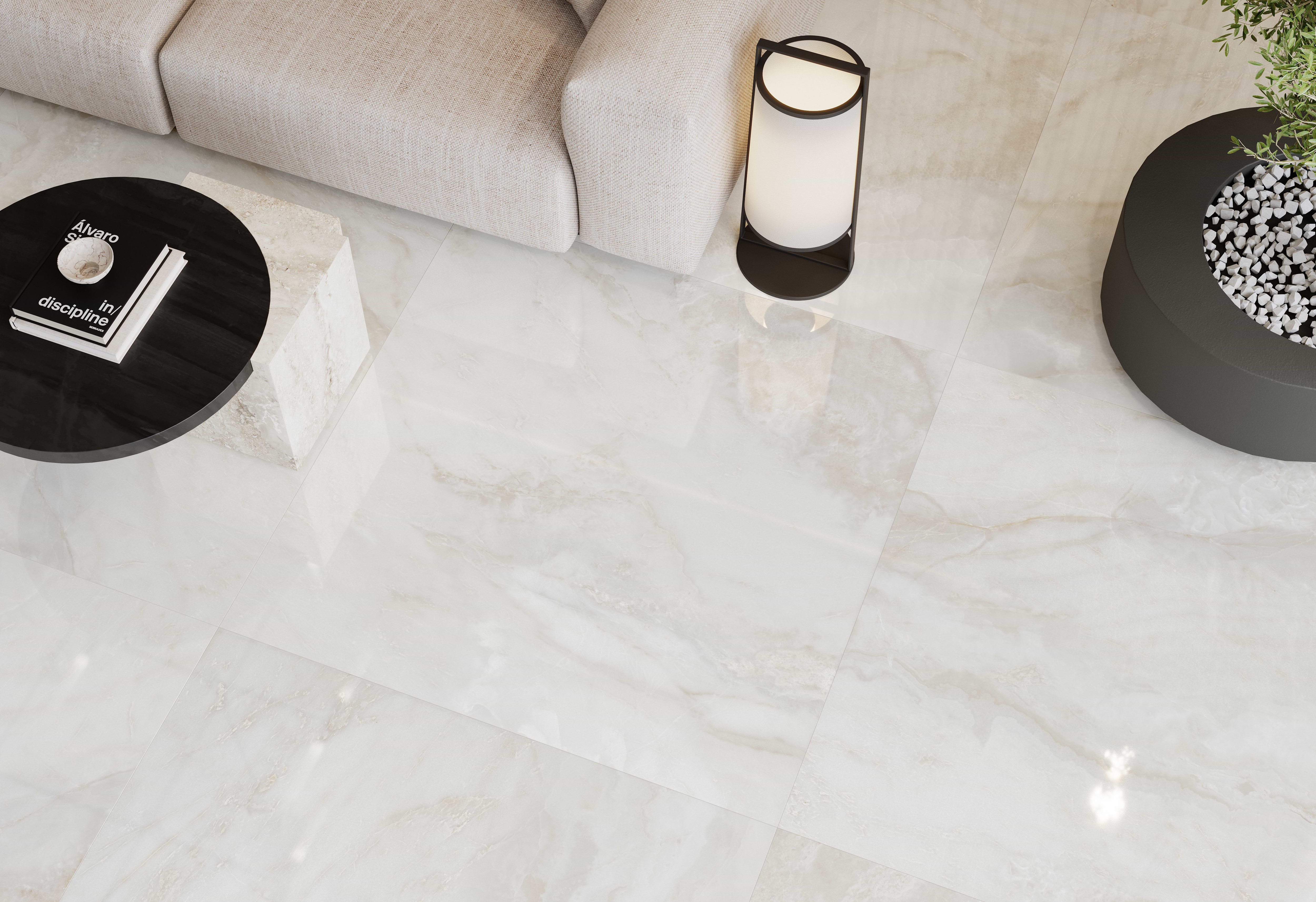 Palazzo Vechio Ivory 48x48 Polished Porcelain Tile - Sample - Image 3