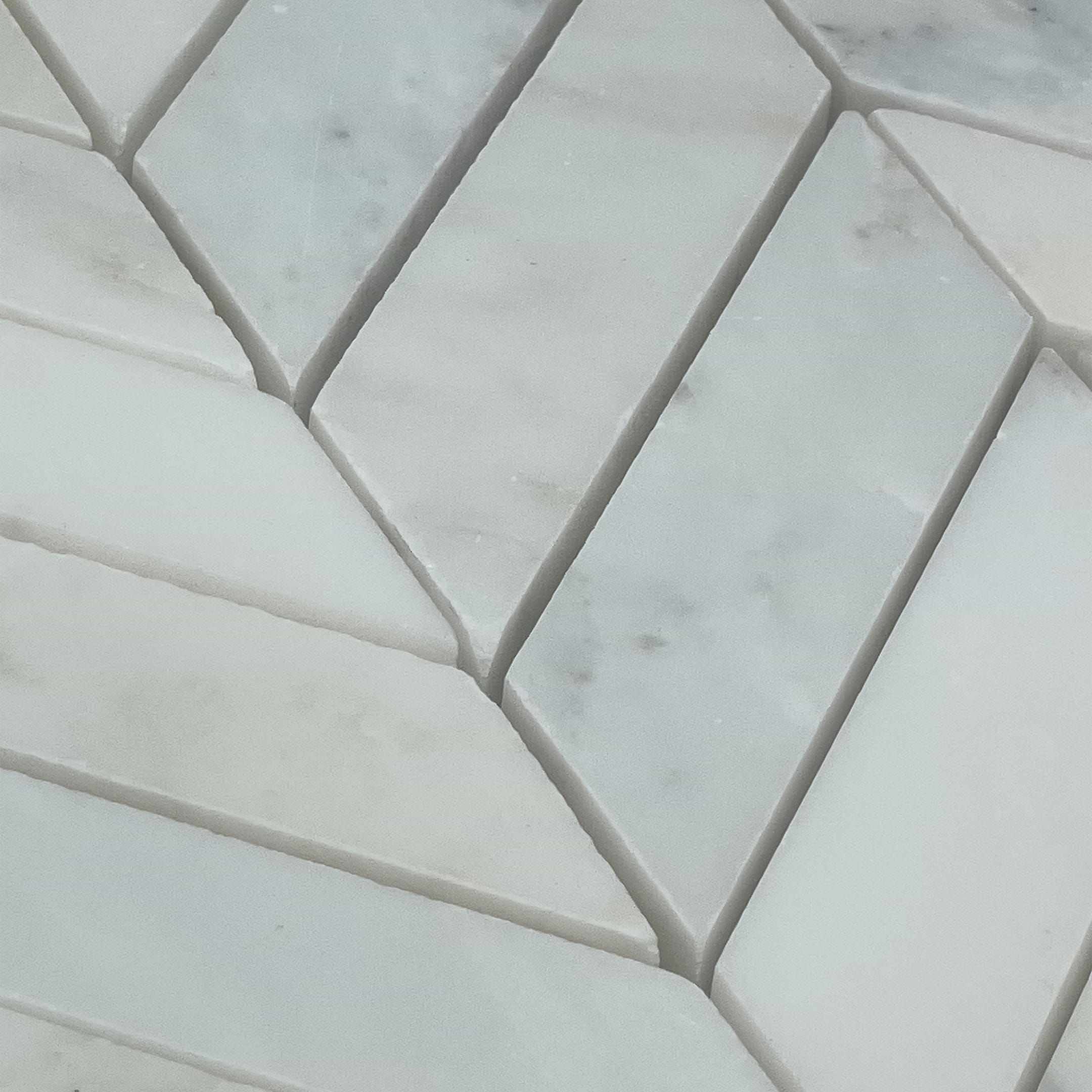 Arabescato Polished Chevron 1x4 Mosaic Tile - Image 2