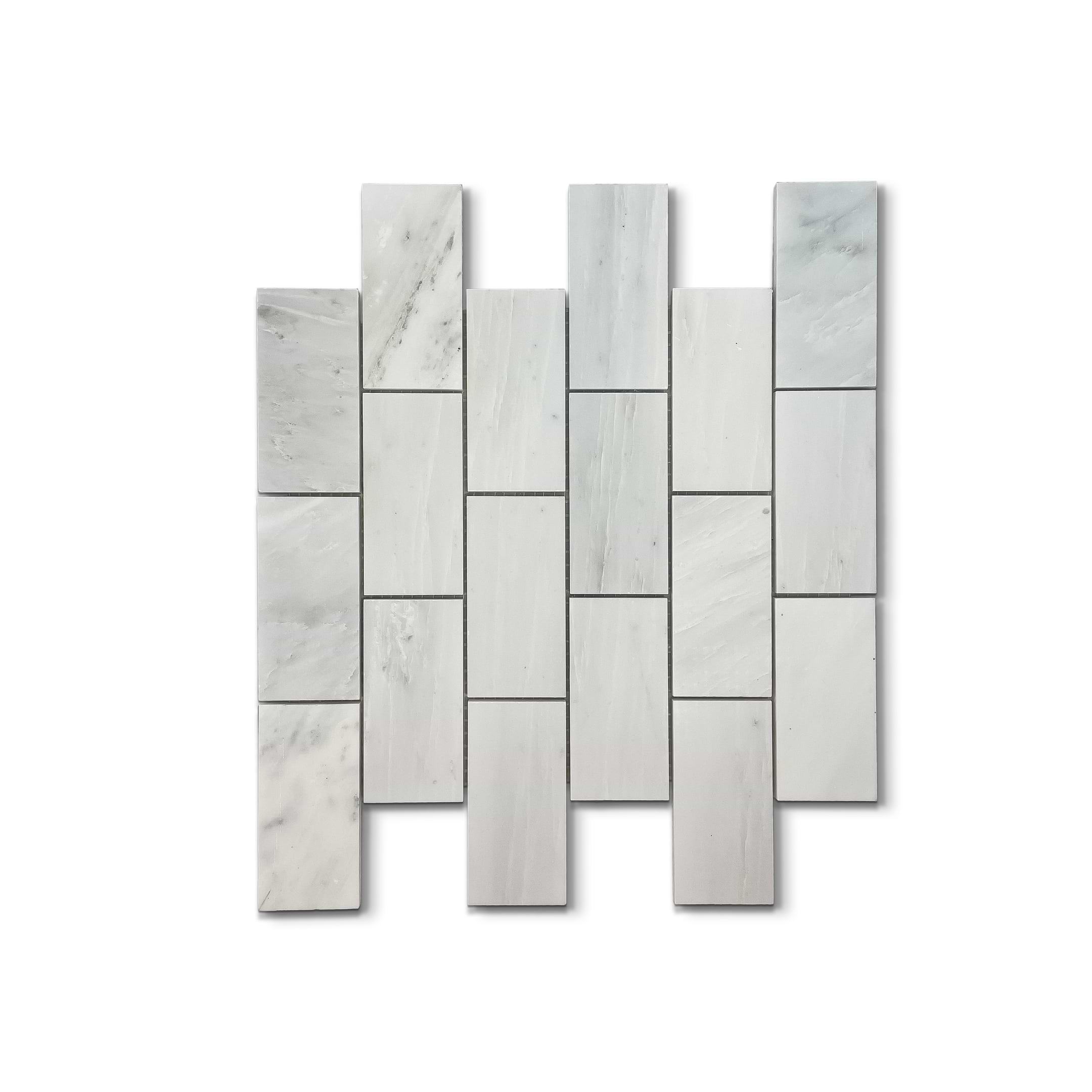 Arabescato Offset Beveled 2x4 Honed Marble Mosaic