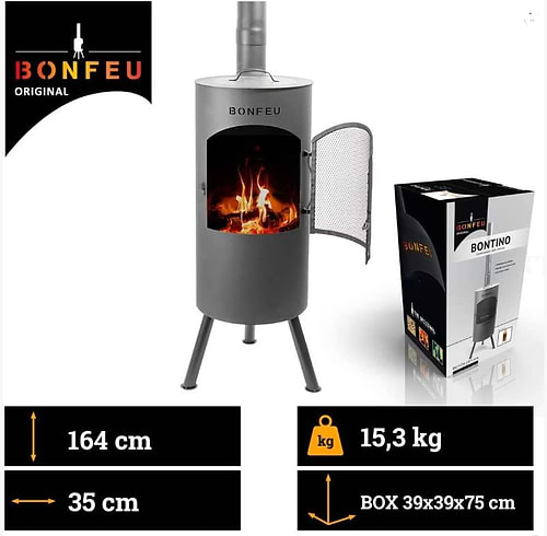תנור גינה עץ  - Bontino LP Black