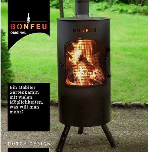 תנור גינה עץ  - Bontino LP Black