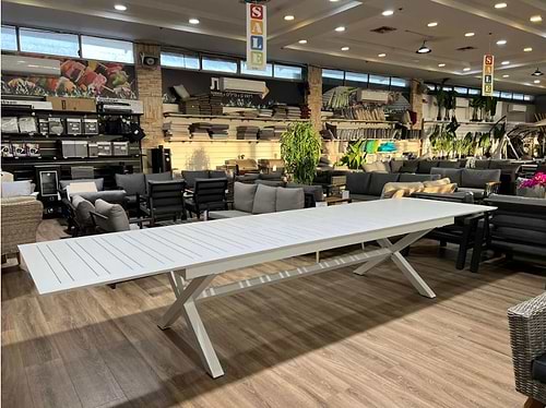 שולחן אלומיניום נפתח 266/396 לבן דגם טרויה 