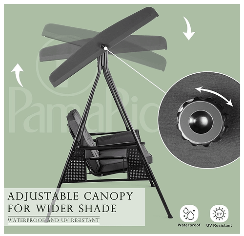 נדנדת גן לוצ'יאנו אפור - גב מתכוונן למיטה 