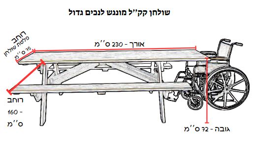שולחן קקל גדול מונגש לנכים