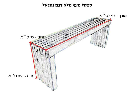 ספסל עץ מעוצב דגם נתנאל