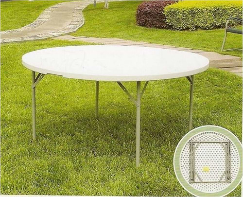 שולחן פלסטיק עגול מתקפל קוטר 1.52 מטר 