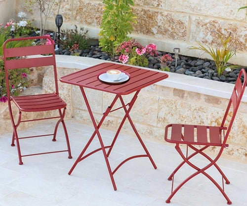 סט 2 כסאות מתכת + שולחן מרובע 60*60 ס”מ במגוון צבעים 