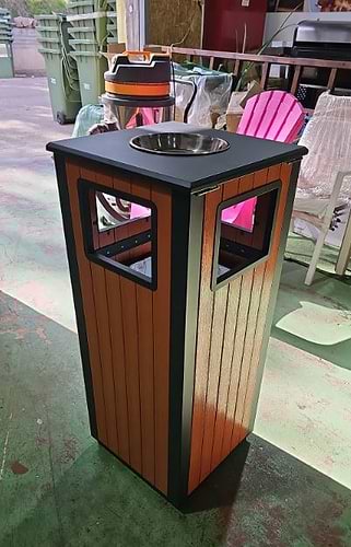 פח אשפה/מאפרה 60L מרובע משולב דמוי עץ דגם 9475