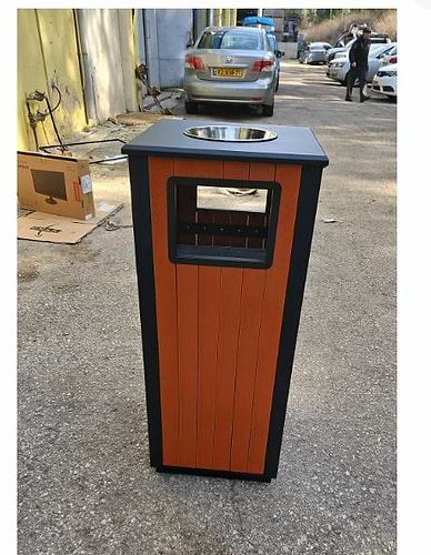 פח אשפה/מאפרה 60L מרובע משולב דמוי עץ דגם 9475