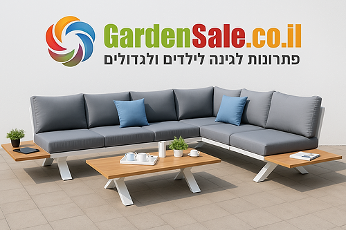 מערכת ישיבה סלונית פינתית לבן בשילוב עץ דגם אולימפיה