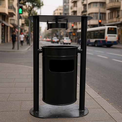 פח רחוב מעוצב 35 ליטר – מתכת צבועה בתנור