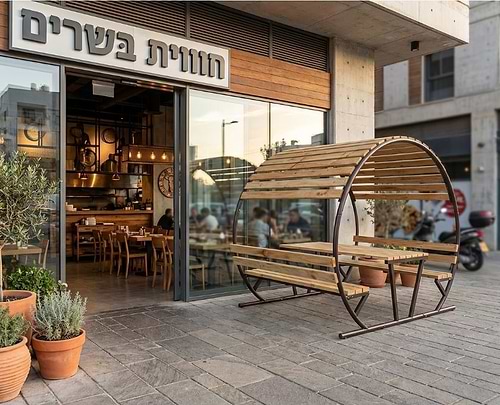 שולחן קק''ל מקורה מעוגל דגם אלון 