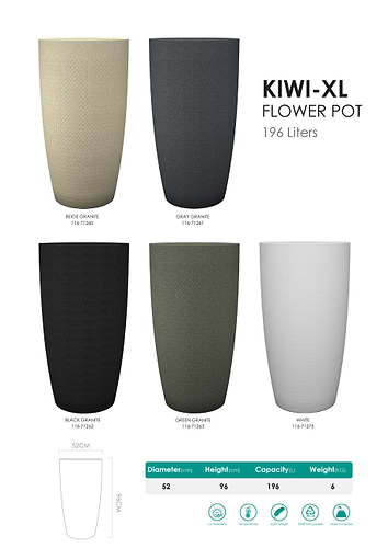 עציץ KIWI-XL – עם עץ במבוק מלאכותי בגובה 180 ס