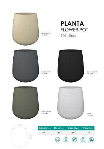 עציץ PLANTA + עץ פיקוס קצוות לבנים מלאכותי – בגובה 180 ס