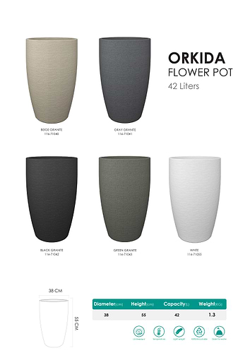 עציץ ORKIDA + במבוק מלאכותי – גובה 150 ס
