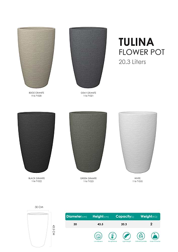 עציץ TULINA עם עץ פיקוס מלאכותי – גובה צמח 120 ס״מ