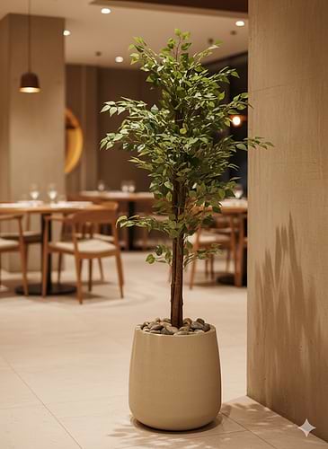 עציץ PLANTA + עץ פיקוס קצוות לבנים מלאכותי – בגובה 180 ס