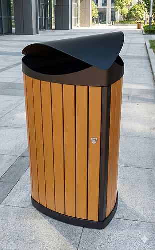 פח אשפה משולש פרימיום 140 ליטר – דגם EKO WoodLine