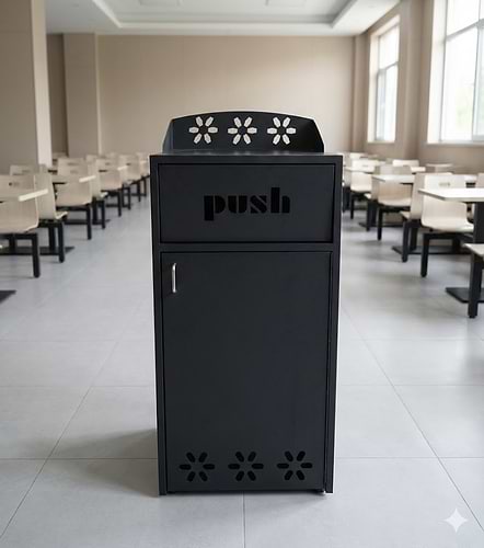 פח ענק לפינוי מגשים עם מנגנון PUSH – EKO TrayMaster שחור מט | 128 ס״מ