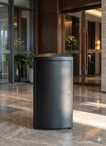 פח אשפה חיצוני משולש 150 ליטר – EKO UrbanSteel שחור