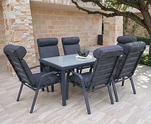 שולחן אלומיניום + 6 כיסאות דגם גאורגיה צבע אפור