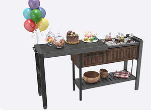 עמדת אירוח והגשה נפתחת Keter Hosting Party Station - דגם Rosewood