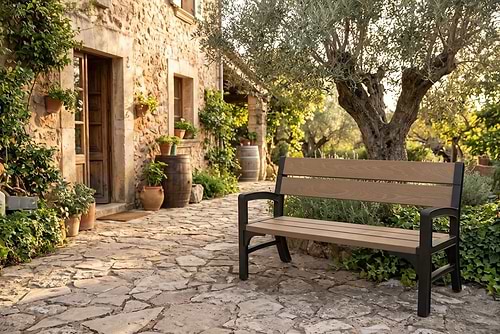 ספסל גינה דגם לילך – עיצוב דמוי עץ אגוז (120 ס