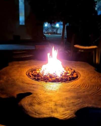מדורת גן מחמם שולחני FIRE PIT –  דמוי גזע עץ