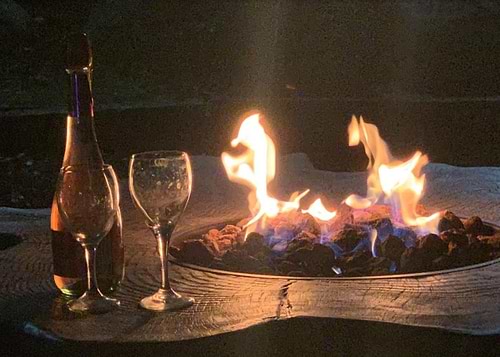 מדורת גן מחמם שולחני FIRE PIT –  דמוי גזע עץ