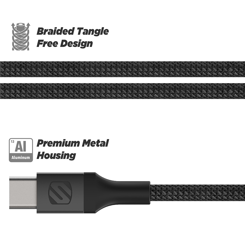 Braided tangle free design. Premium metal housing