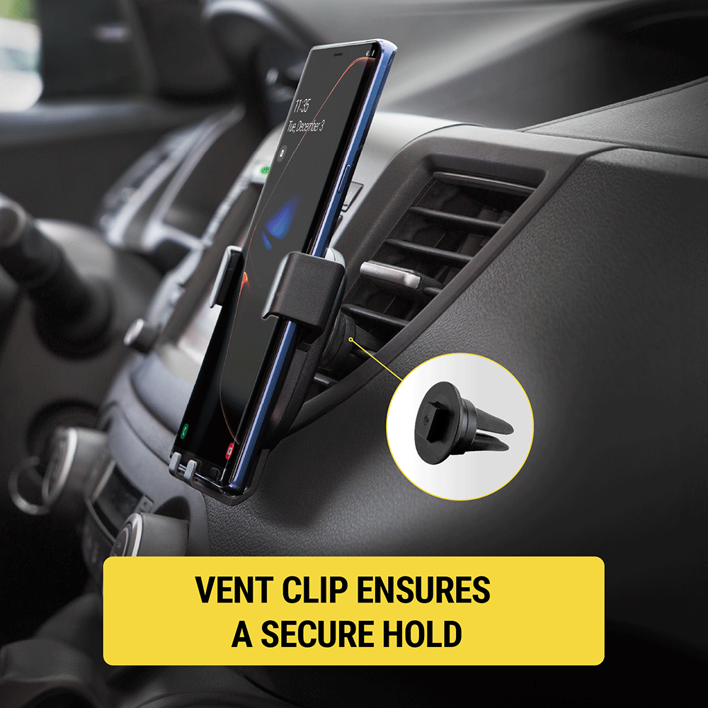 Vent clip ensures a secure hold