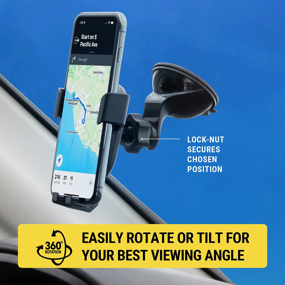 Lock nut secures chosen position. Easily rotate or tilt for your best viewing angle