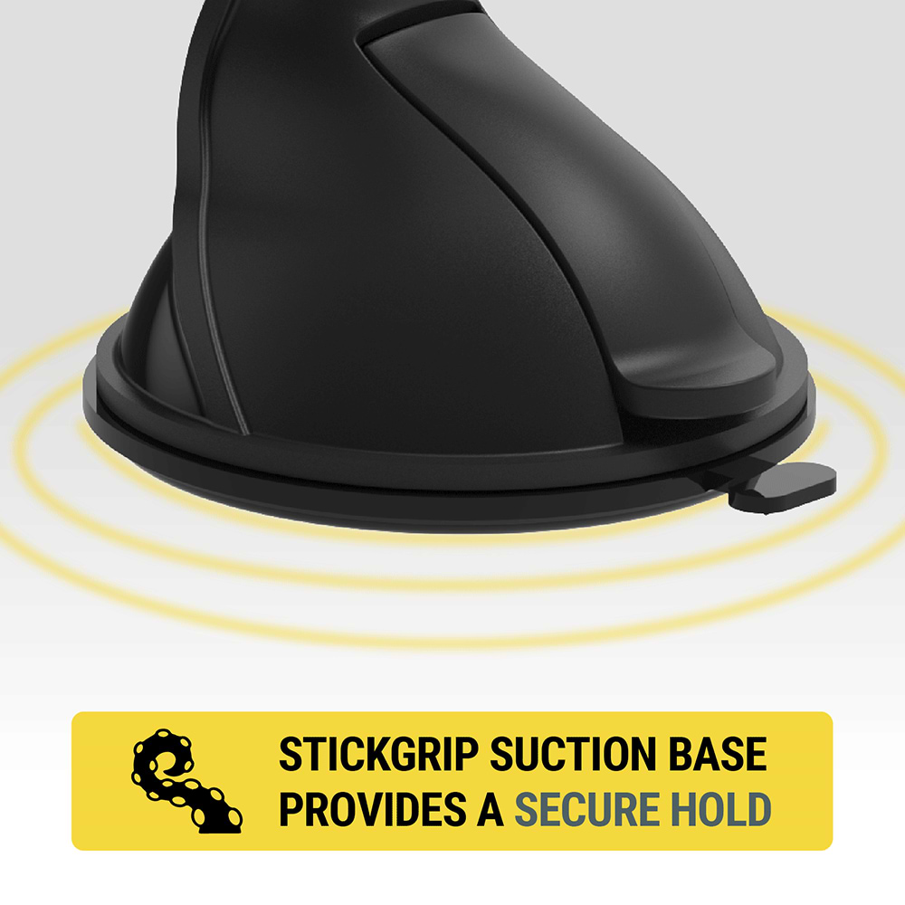StickGrip suction base provides a secure hold